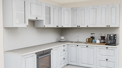 Кухня угловая Вяз беленный 1918 Прямоугольник